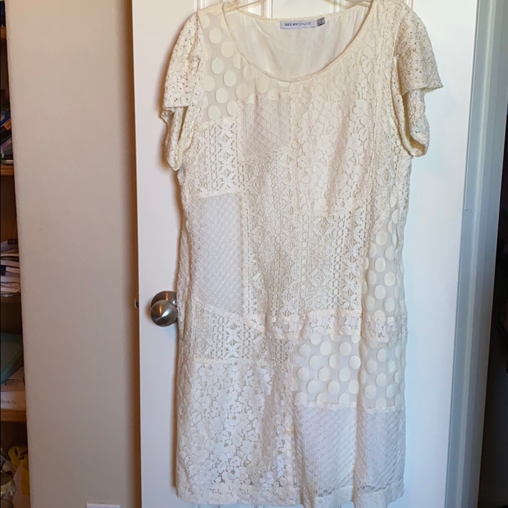 See by Chloe white lacy dress